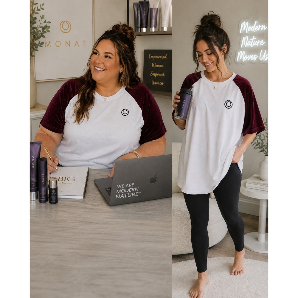 Monat Brand Merch 2X White Purple Velvet Raglan Sleeve Baseball T Logo Shirt